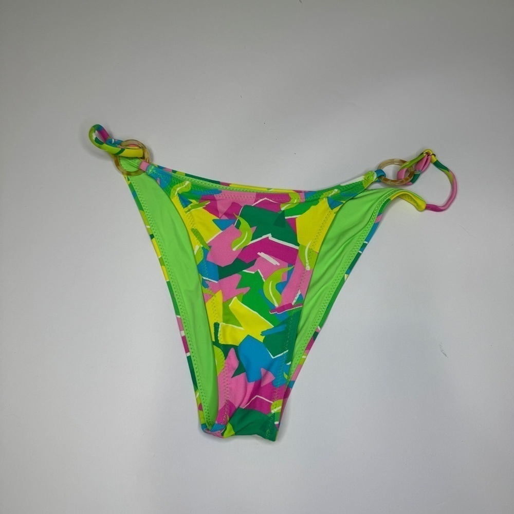 Blackbough Neon Abstract High-Cut Bikini Bottoms Large NWOT